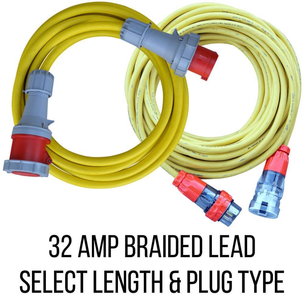 Braided Extension Leads in 32A 415V 56 Series or CEE