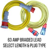 Braided Extension Lead 63A - 16mm² Yellow Cable - IP66